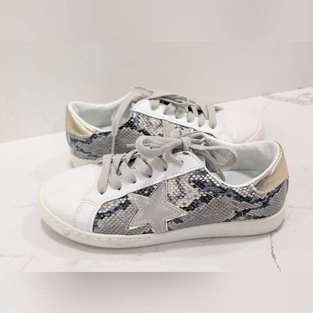 Vintage Havana Bianca Snake Low Top Sneakers White Silver Gray Star Trainers 4
